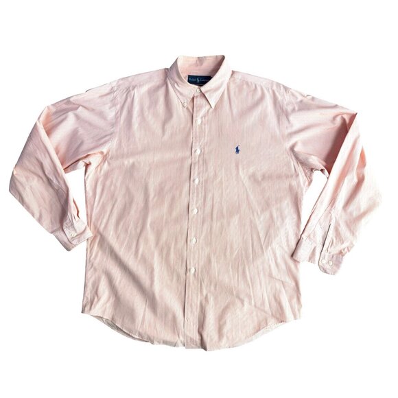 Ralph Lauren Yarmouth Orange Pinstriped Button Down Shirt Mens Size 16 Pony Prep - Picture 3 of 6
